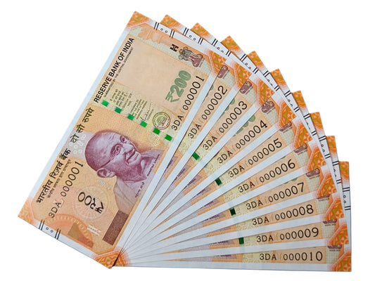 Rs 200 Fancy Number Note Bundle – Serial 000001 to 000010 | Rare Consecutive - Collection Bazzar