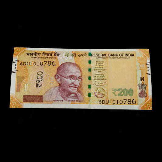 Rs 200 Note 010786 Serial Birthday 01.07.1986 UNC Condition - Collection Bazzar
