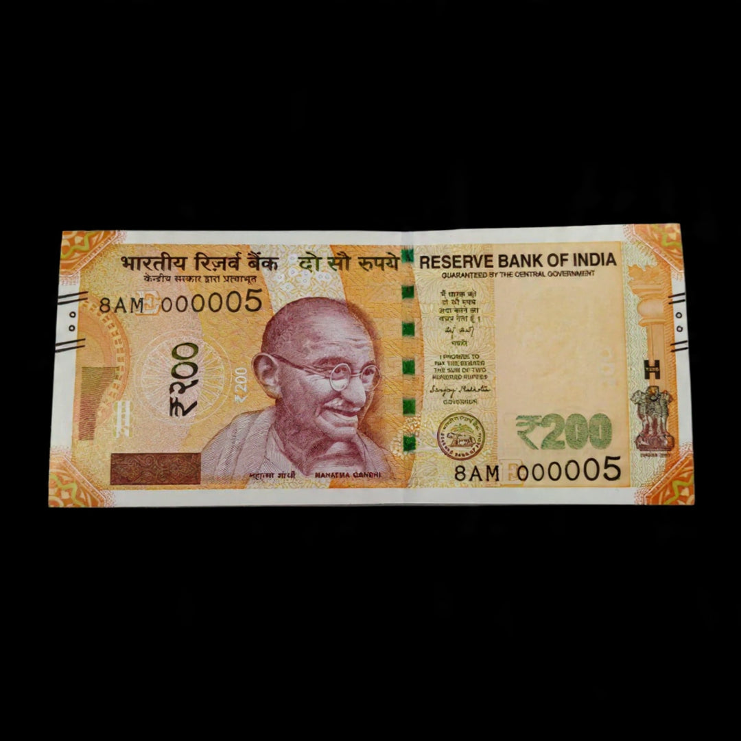 Rs 200 Note Serial 000005 Lower Number Semi Fancy Buy IT! - Collection Bazzar