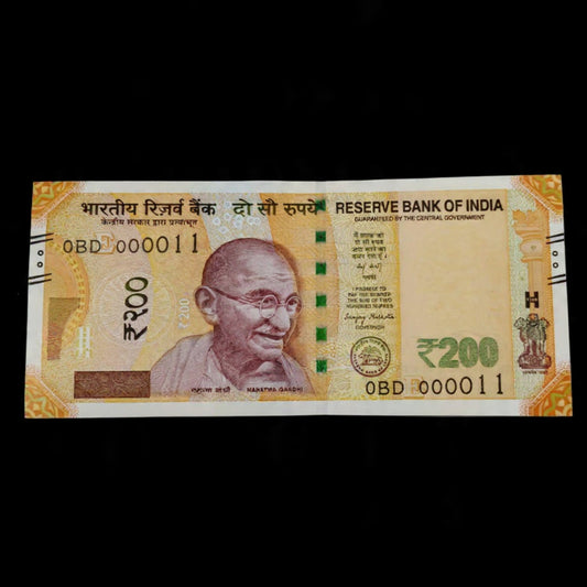 Rs 200 Note Serial 000011 Lower Number Semi Fancy Buy IT! - Collection Bazzar