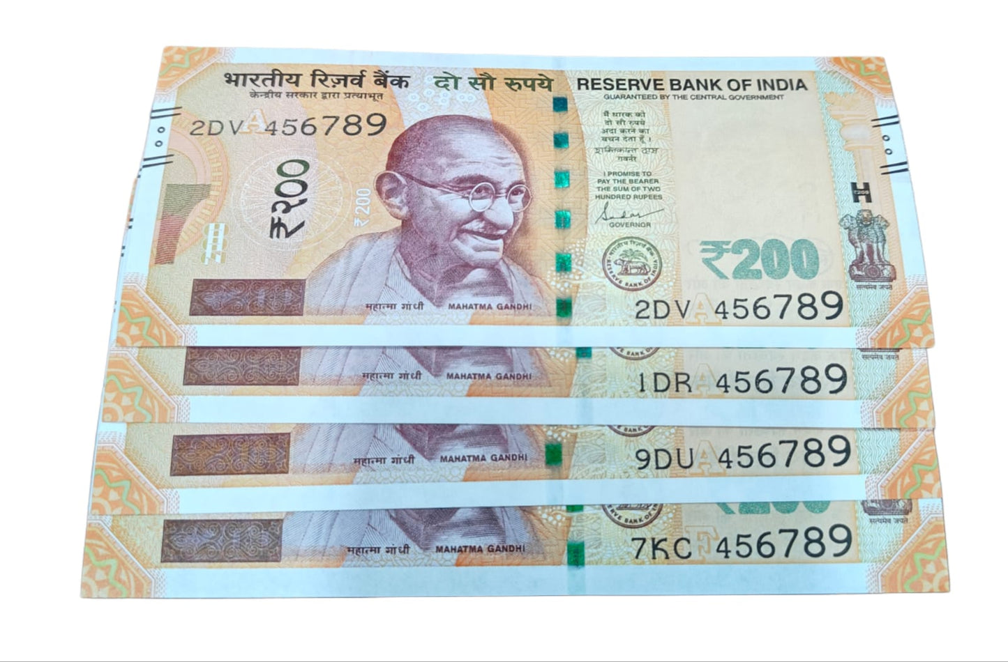 Rs 200 Note Serial 456789 Straight Ladder GEM UNC Rare Collectible - Collection Bazzar