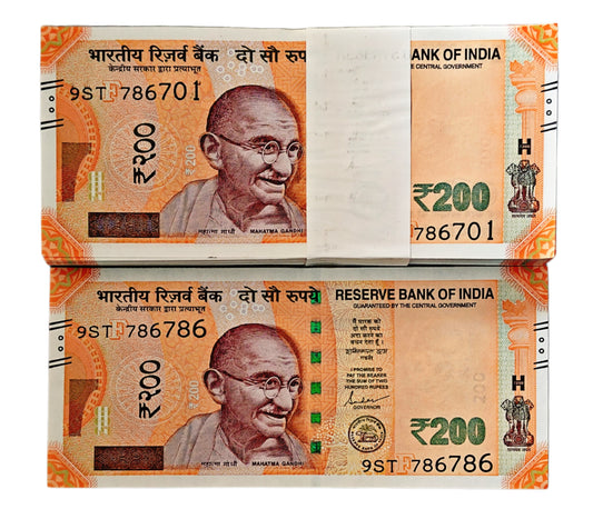 Rs 200 Note 786 Serial Packet 100 Notes  Includes Special 786786 Lucky Note extremely rare - Collection Bazzar