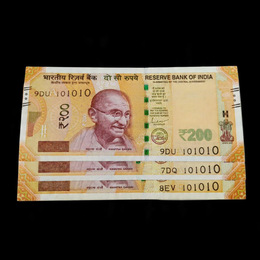 Rs 200 new 101010 Birthday & trippling number each note ₹800 - Collection Bazzar