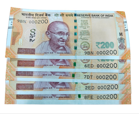 Rs 200 note 000200 number ₹400 each note price  gem unc condition - Collection Bazzar