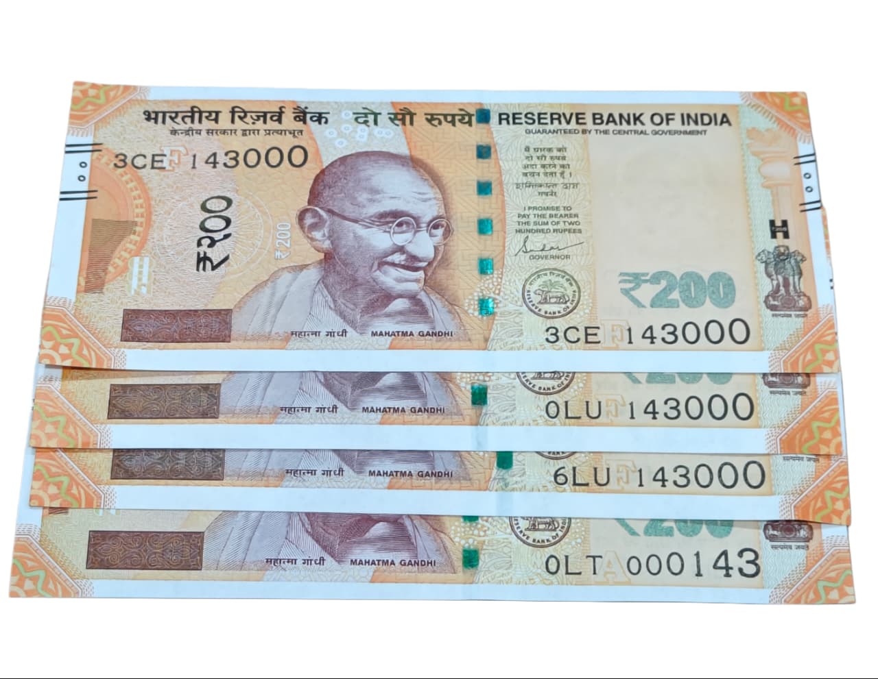Rs 200 note 143000 I love you number ₹400 each note price gem unc condition - Collection Bazzar
