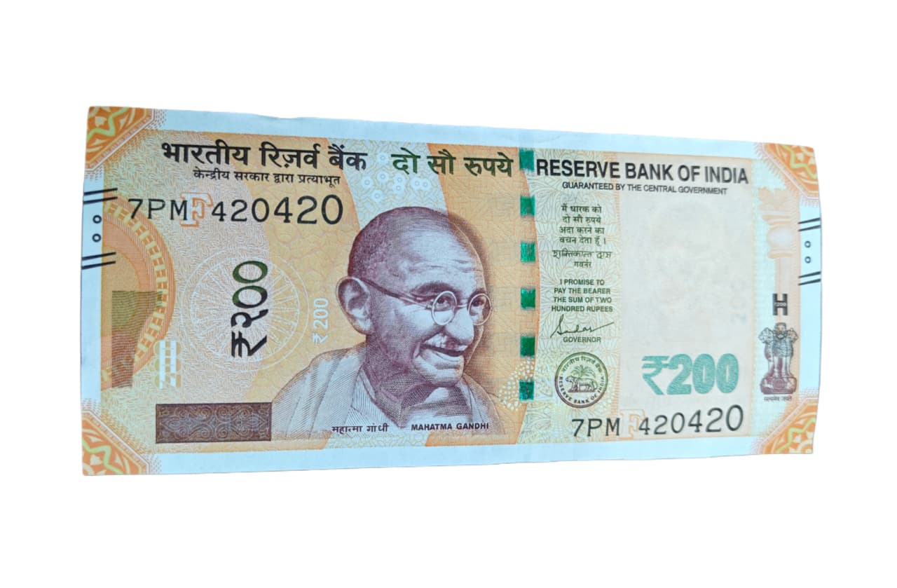 Rs 200 note 420420 fancy doubling number gem unc condition - Collection Bazzar