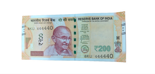 Rs 200 note 444440 solid number all 4 unc condition - Collection Bazzar