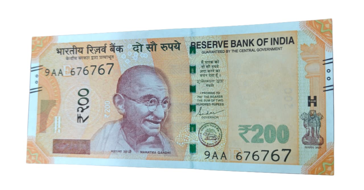 Rs 200 note 676767 tripling number gem unc condition - Collection Bazzar