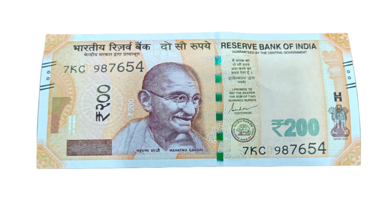 Rs 200 note 987654 reverse 456789 ladder gem unc condition - Collection Bazzar