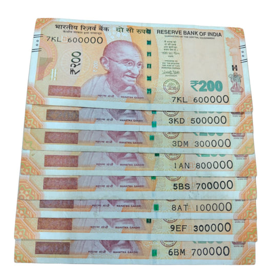 Rs 200 note lakha number different denomination gem unc condition - Collection Bazzar
