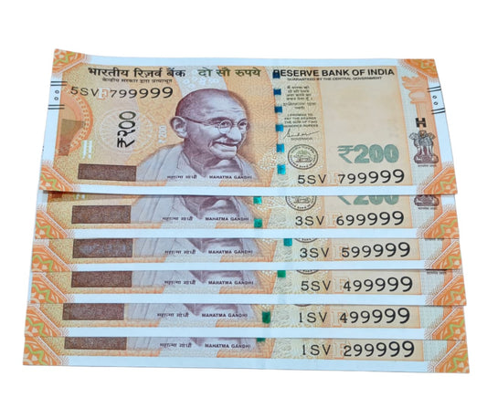 Rs 200 note starting number missing all nine each note price gem unc condition - Collection Bazzar