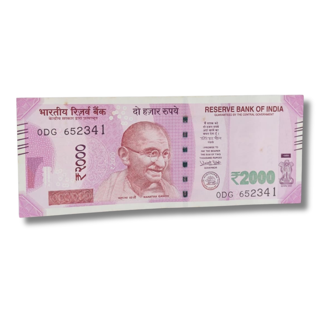 Rs 2000 reverse ladder type note 1234567 governor urjit patel excellent condition - Collection Bazzar