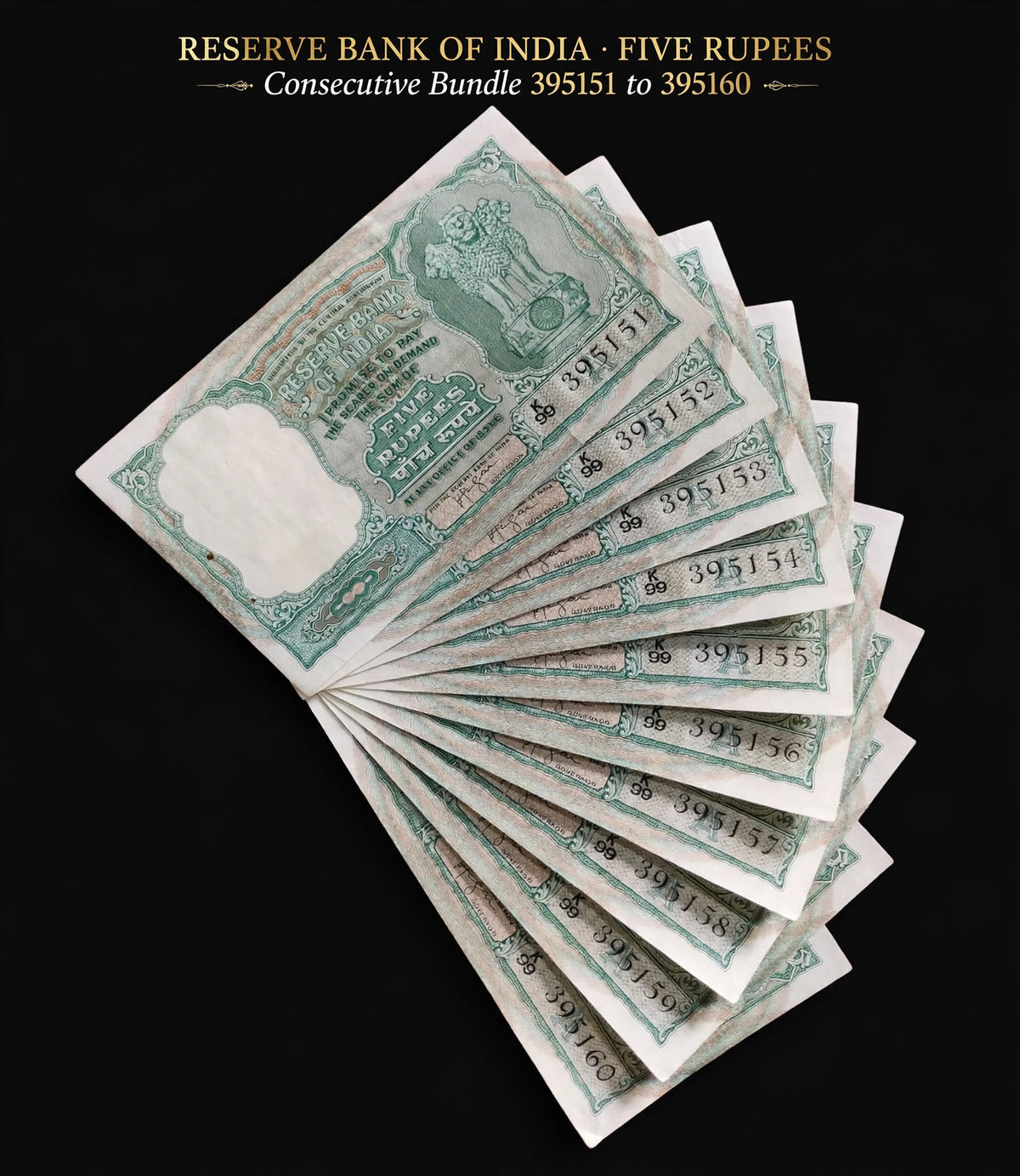 Rs. 5 , fafda 10 note

Rare sign. HVR Iyenger

All 10 piece unc

10 note seriel wise - Collection Bazzar