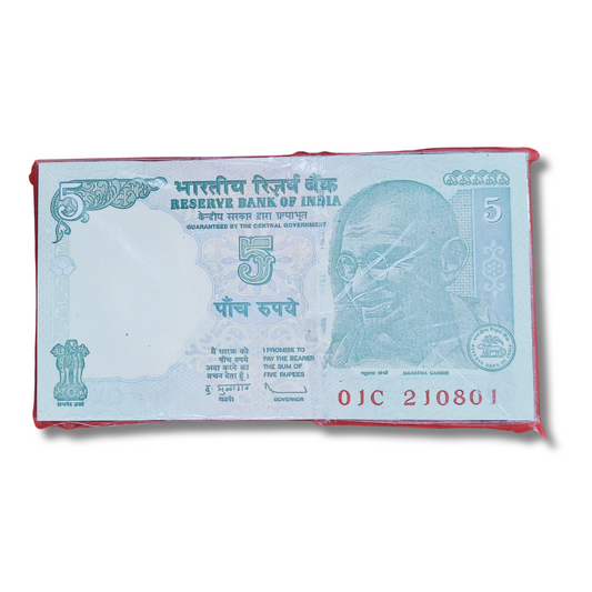 Rs 5 birthday anniversary 100 note serial pkt 210801 21 August gem unc condition - Collection Bazzar
