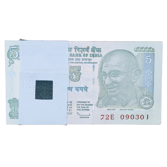 Rs 5 birthday anniversary 100 note serial pkt 090301 09 march   gem unc condition - Collection Bazzar