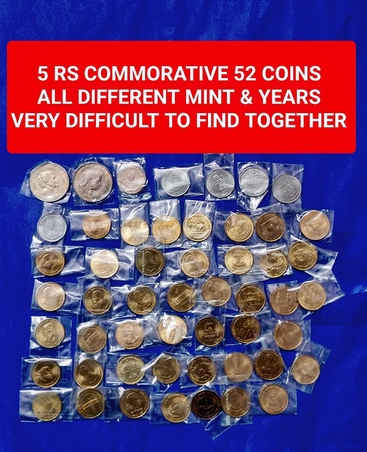 Rs 5 Coin Commemorative 52 Different Coins All new Collectible Item - Collection Bazzar