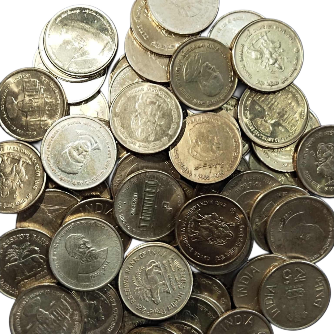 Rs 5 Coin Nickel Brass Coin Multi Variety Top Condition qty 50 pis - Collection Bazzar