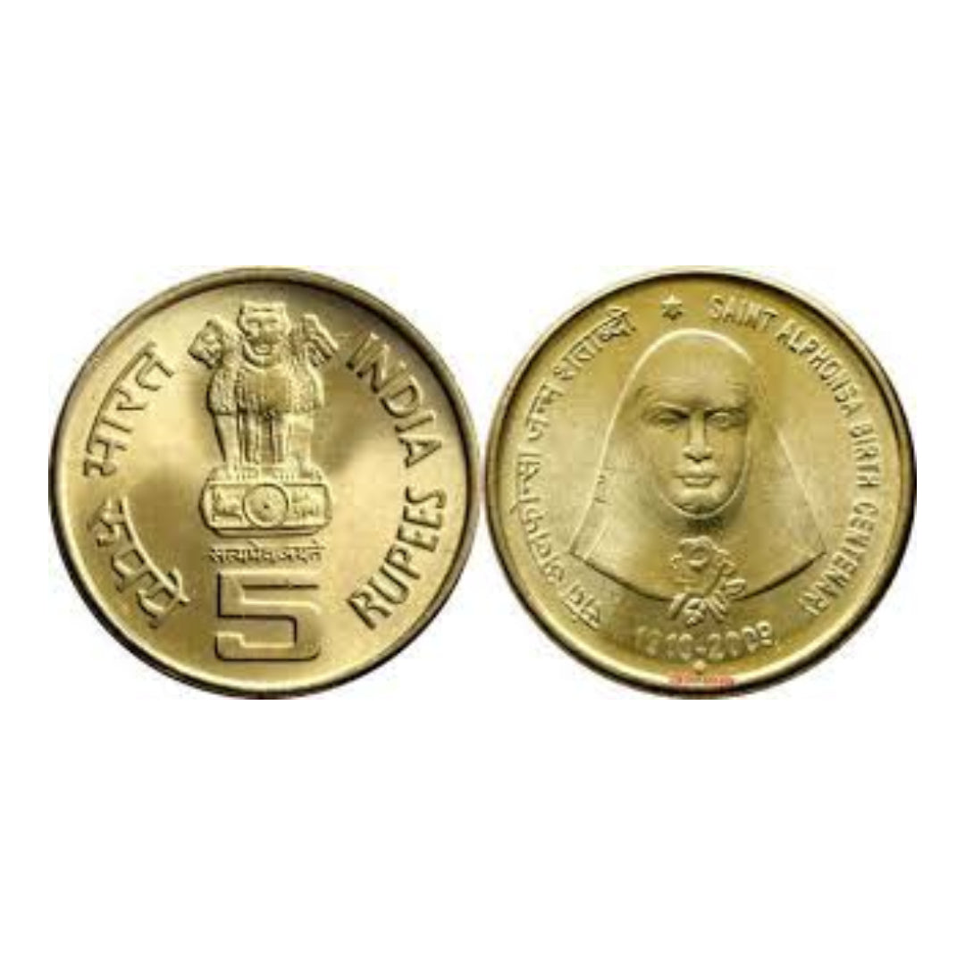 Rs 5 Coin Saint Alphonsa Birth Centenary Rare Collectible - Collection Bazzar