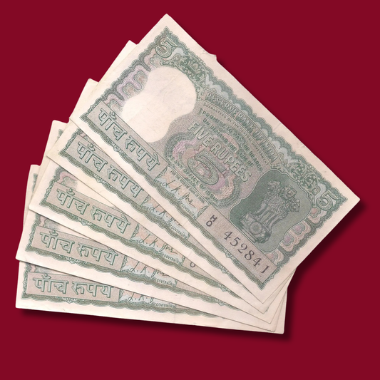 Rs 5 Diamond Issue 5 Notes set Different Number Given LK Jha Governor - Collection Bazzar