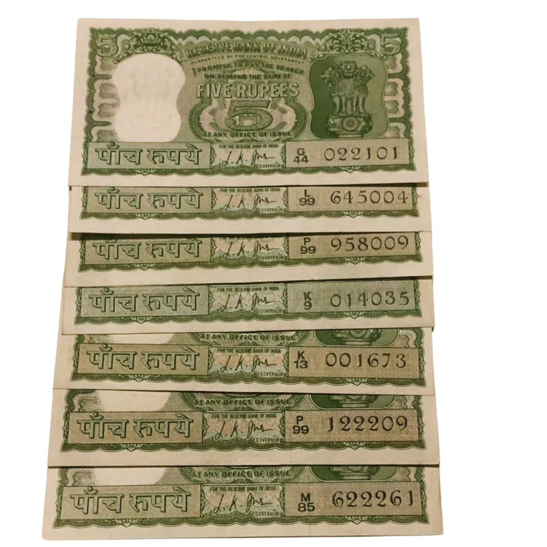 Rs 5 Diamond issue four deer LK Jha semifancy notes each note given for 400 - Collection Bazzar