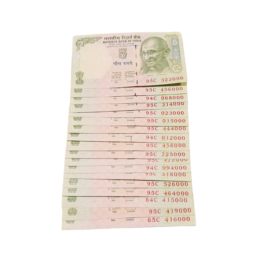 Rs 5 Ending xxx000 Fancy Number 19 Notes Lot | Rare Old Indian Currency Collection - Collection Bazzar