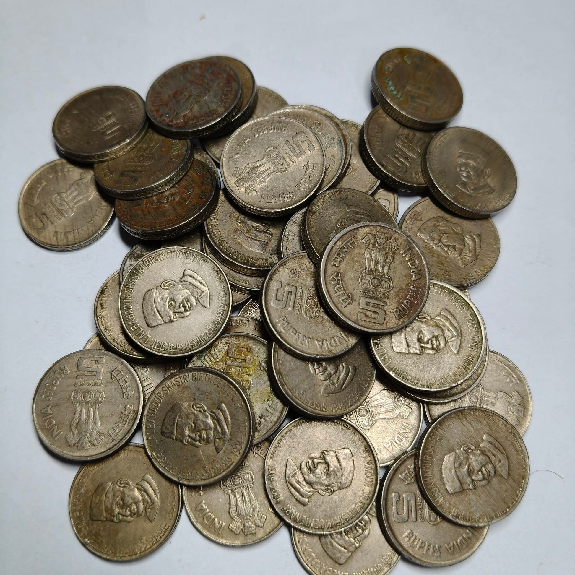 Rs 5 Lal Bahadur Shastri Copper Nickel Coin 100 Pcs Lot  Extremely Rare - Collection Bazzar