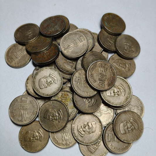 Rs 5 Lal Bahadur Shastri Copper Nickel Coin 100 Pcs Lot  Extremely Rare - Collection Bazzar