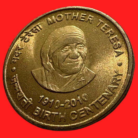 Rs 5 Mother Teresa Birth Centenary Coin 1910-2010 Commemorative Collectible - Collection Bazzar