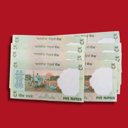 Rs 5 Note Doubling Number 5  Note Price Semi Facy Number - Collection Bazzar