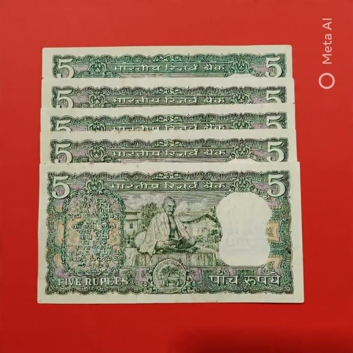 Rs 5 B N Adarkar Signature Back Side Gandhi ji  Set of 5 - Collection Bazzar