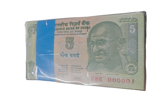 Rs 5 Note Serial Rim Set (000001 to 001000) | Rare Collectible Currency - Collection Bazzar