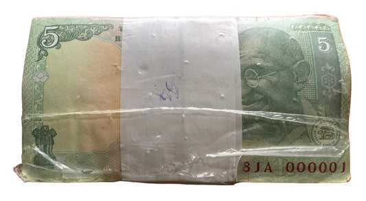 Rs 5 Note Tractor Packet Full Rim 000001–001000 | Extremely Rare 1000 Notes Pack - Collection Bazzar