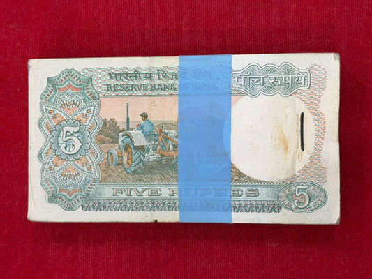 Rs 5 Note Tractor Packet Serial 921701 with 786 | Signed by C rangrajan - Collection Bazzar