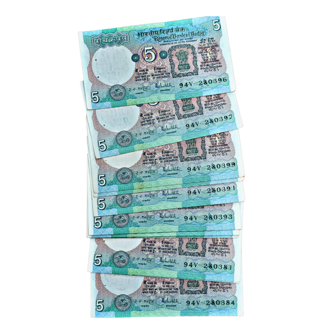 Rs 5 Old 30 Pieces Birthday Number Governor R N Malhotra Excellent Condition - Collection Bazzar