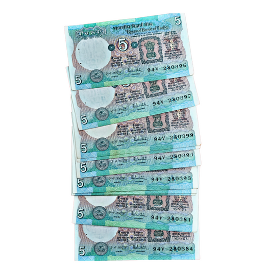 Rs 5 Old 30 Pieces Birthday Number Governor R N Malhotra Excellent Condition - Collection Bazzar