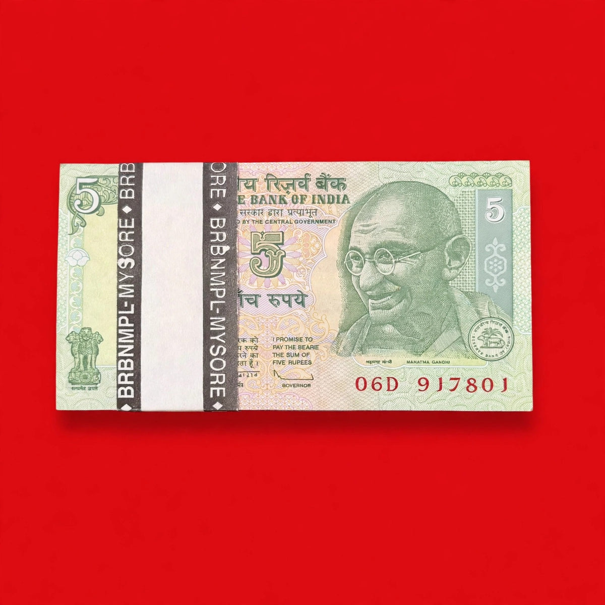 Rs 5 Old Gandhi Serial Packet Governor Subbarao Collectible middle 10 note 786 rare - Collection Bazzar