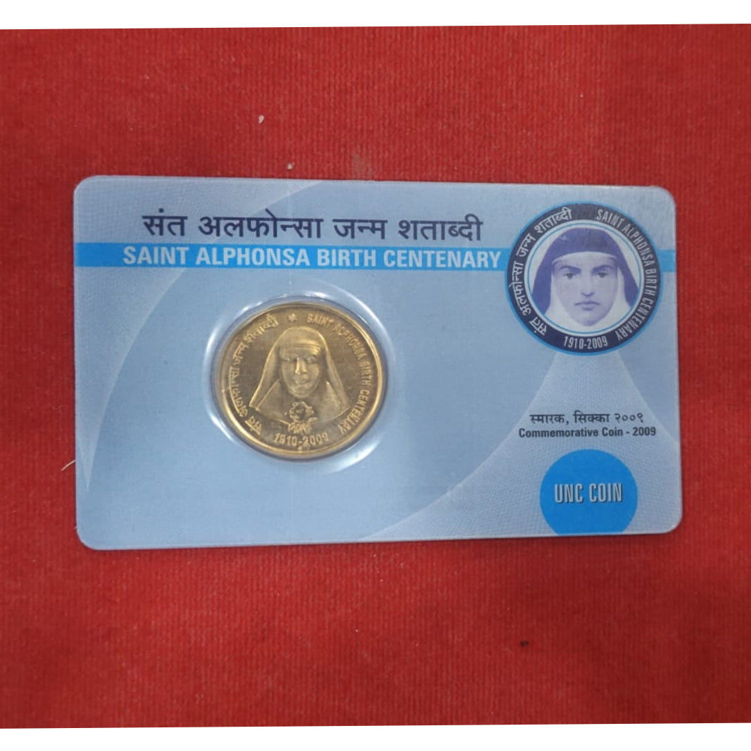 Rs 5 Saint Alphonsa Birth Centenary UNC Commemorative Coin 2009 - Collection Bazzar
