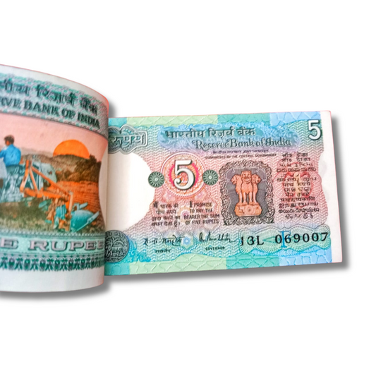 Rs 5 Tractor Fancy Note Packet – Serial 069001 | Includes 069069 Doubling & 069007 James Bond Number - Collection Bazzar
