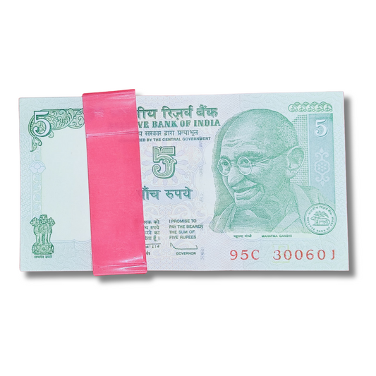 Rs 5 Tractor Gandhi Anniversary note dated 30.06.01, 100 pieces packet in GEM UNC condition.