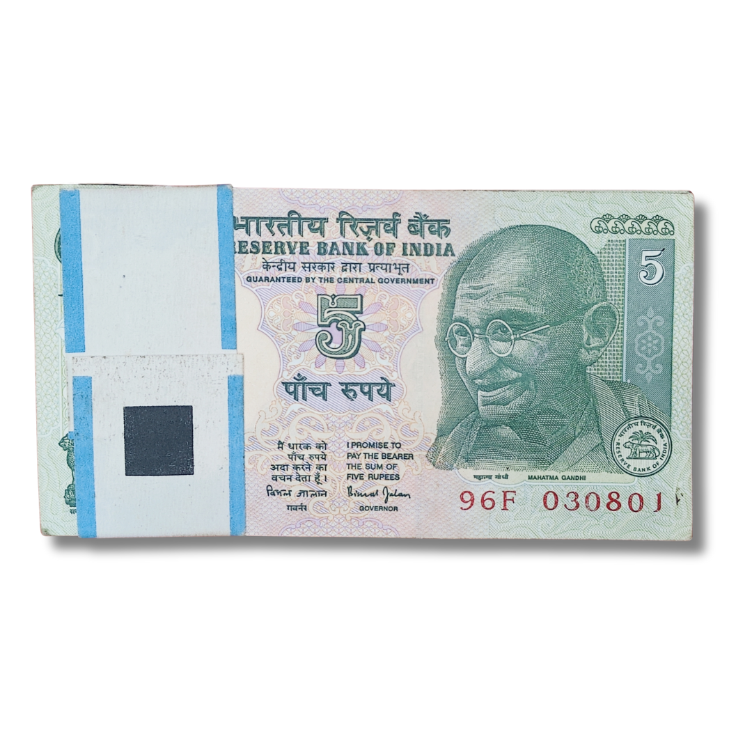 Rs 5 birthday anniversary 100 note serial pkt 030801 03 August gem unc condition - Collection Bazzar