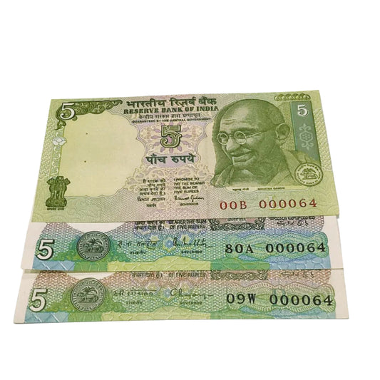 Rs 5 old 000064 lower number different governor rare collectible - Collection Bazzar