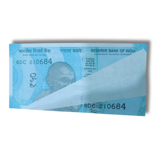 Rs 50 Error Note Flip Error Print Error 010684 Extremely Rare Condition - Collection Bazzar