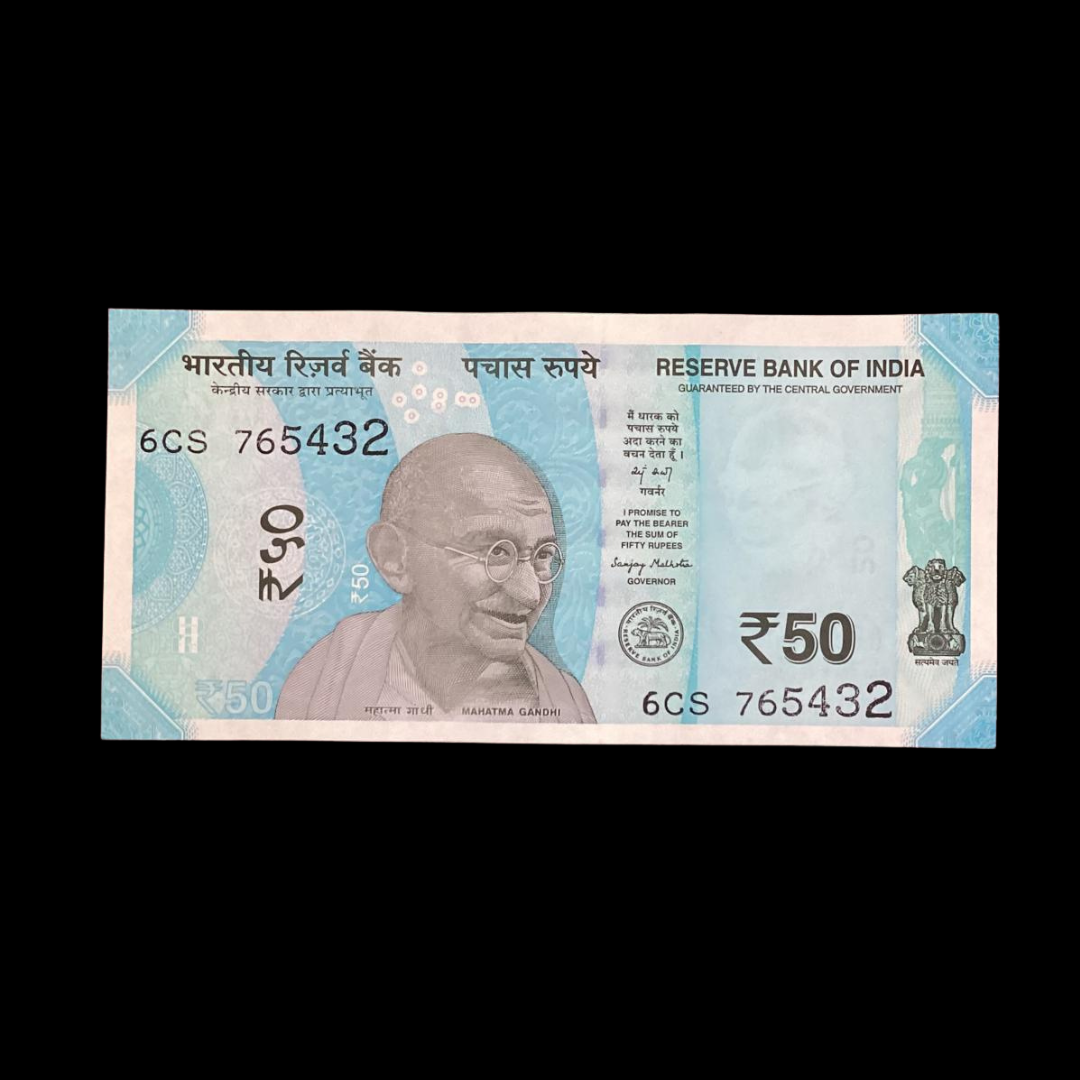 Rs 50 Note 765432 Reverse Ladder Number Rare Item - Collection Bazzar