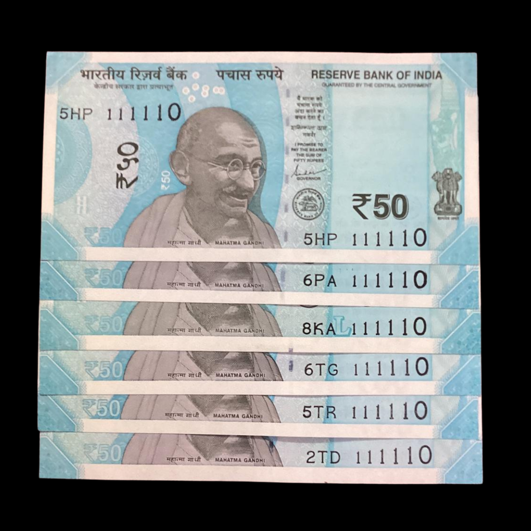 Rs 50 Note Birthday & Anniversary Number 111110 Each Note Price - Collection Bazzar
