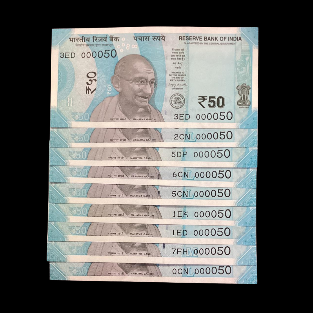Rs 50 Note Lower Number 000050 Each Note Price Mention - Collection Bazzar