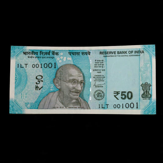 Rs 50 Note Serial 001001 Lower Number Rare - Collection Bazzar