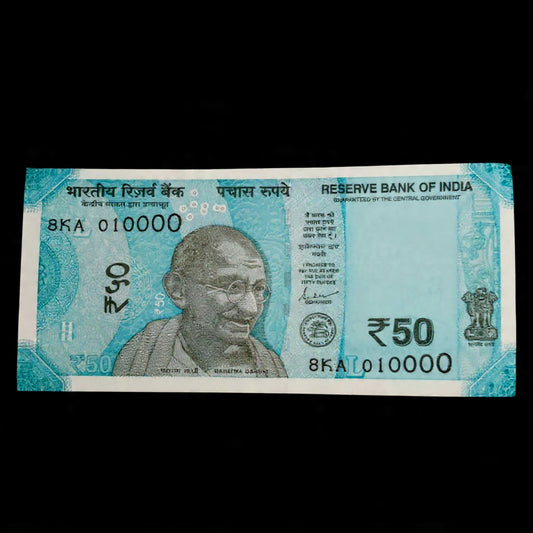 Rs 50 Note Serial 010000 Semi Fancy Number Collectible Item - Collection Bazzar