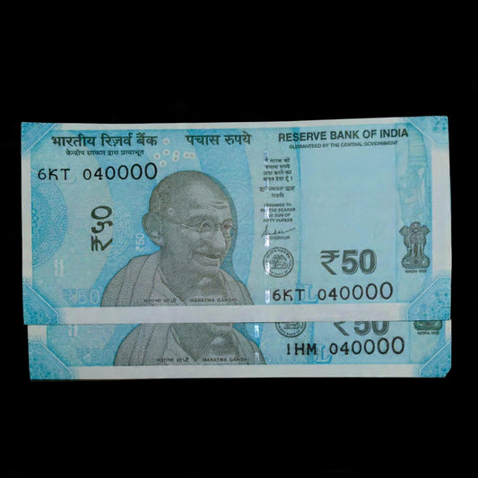 Rs 50 Note Serial 040000 Semi Facy Number Each Note - Collection Bazzar