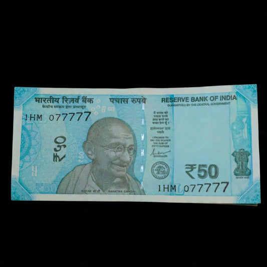 Rs 50 Note Serial 077777 Semi Fancy Number Limited Stock - Collection Bazzar