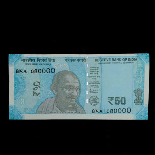 Rs 50 Note Serial 080000 Semi Facy Number Collectible - Collection Bazzar